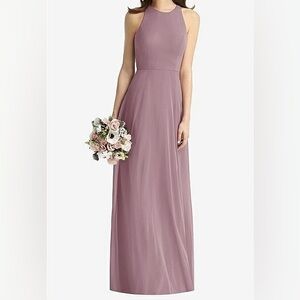 Sleeveless Halter Chiffon Maxi Dress in Dusty Rose